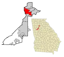 Location in Fulton County and the state of Georgia