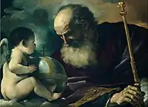 圭爾齊諾（英语：）的《上帝和小天使》（Padre eterno con un Angioletto），66 × 91cm，約作於1620年，1748年始藏，藏於紅宮。