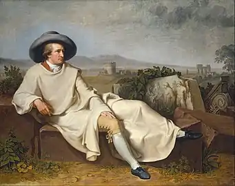 其最有名的畫作：Goethe in the Roman Campagna（英语：）（1787年）