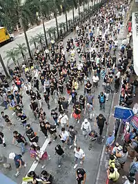由於遊行人數眾多，警方開放軒尼詩道西行全部3條行車線，而響應大會呼籲，大部份遊行人士均穿上黑色衣服，以示不滿政府否決發出免費電視牌予香港電視