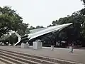 固定於成功嶺中正堂前展示的陸軍勝利女神飛彈