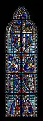 聖味增爵（St. Vincent of Saragossa）傳說中的場景；1245–1247； 有色玻璃（pot-metal）、玻璃漆和鉛；尺寸：373.4 x 110.5公分； 大都會藝術博物館