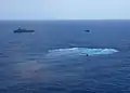 正沉沒大海中的美利堅號，攝於2005年5月14日