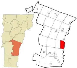 Location in Windsor County and the state of Vermont.